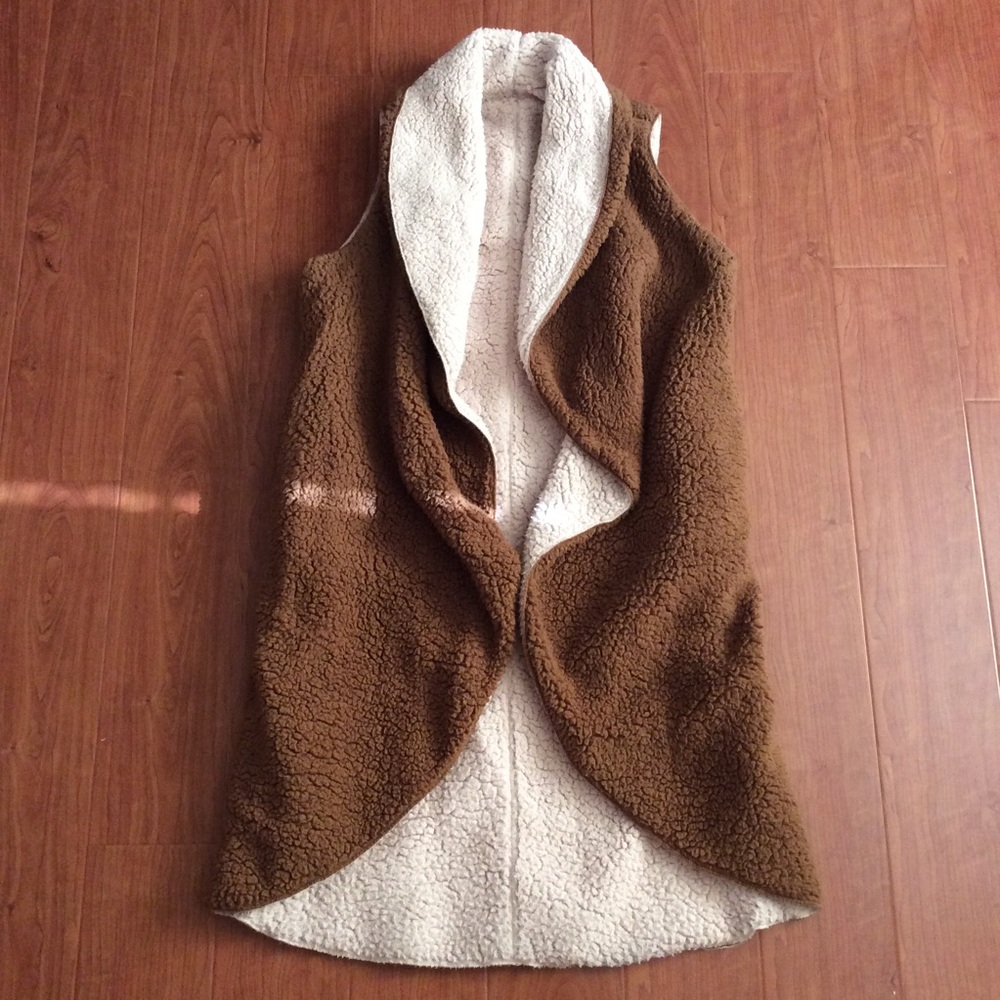 Favlux - reversible teddy vest coat w/ pockets